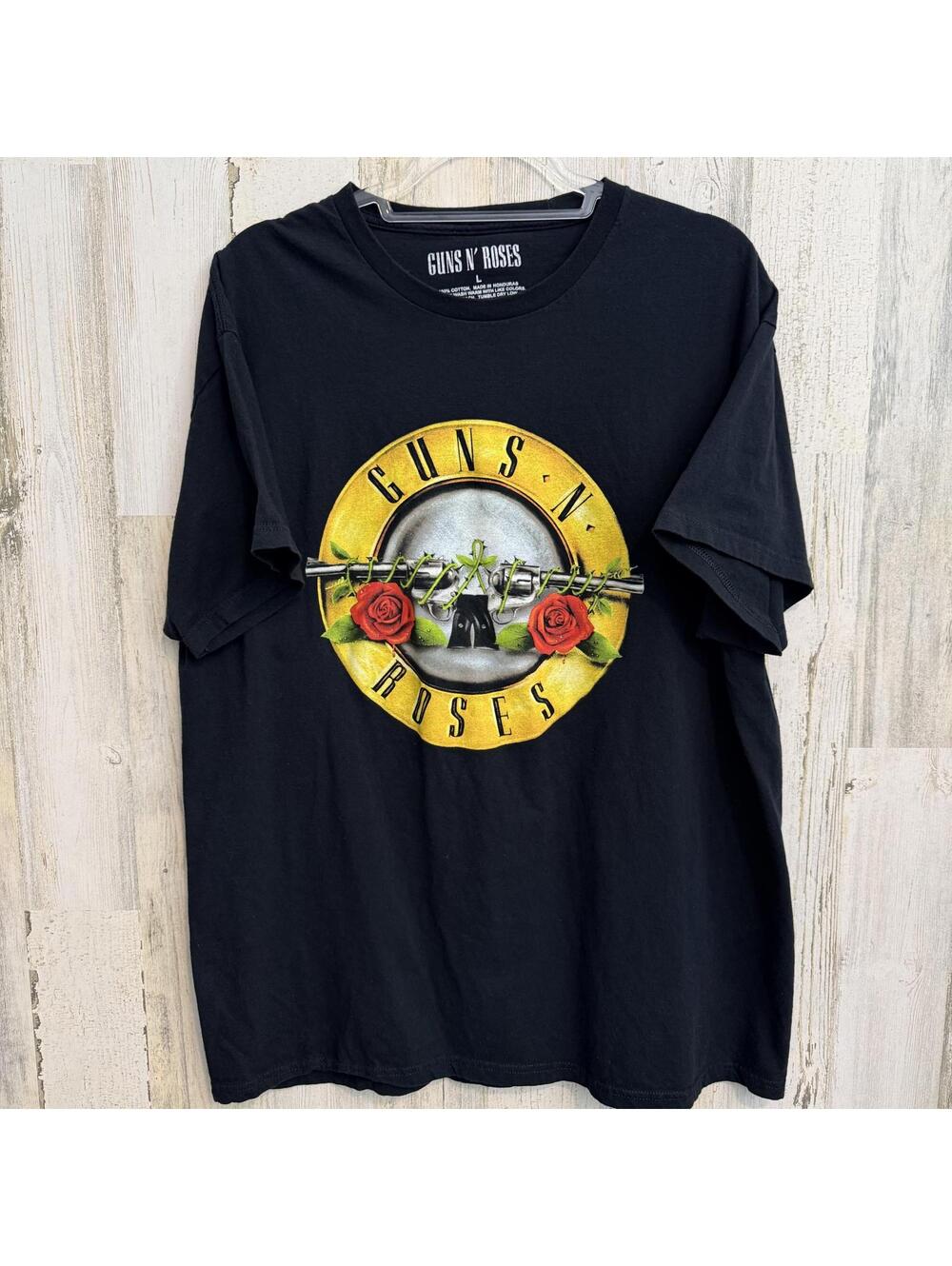 Guns N Roses Men's Large Black Band Tee Graphic Concert Rock T Shirt